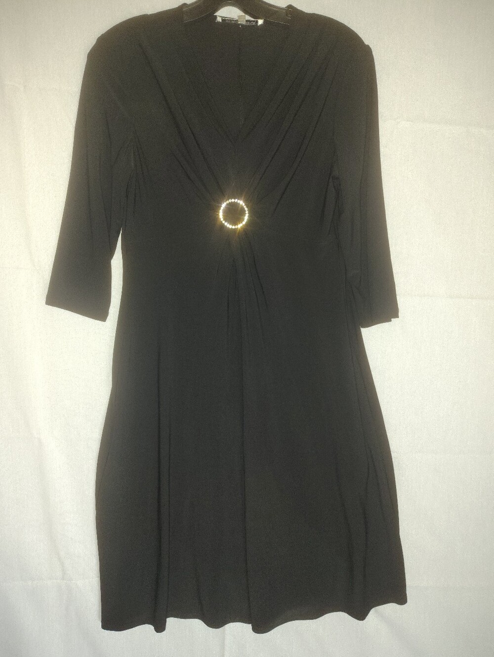 Evan Picone Black Dress with Gold Ring Accent 10p
